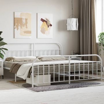 vidaXL Bedframe met hoofd- en voeteneinde metaal wit 200x200 cm