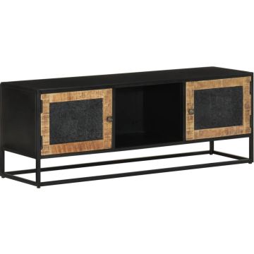 vidaXL Tv-meubel 110x30x40 cm massief ruw mangohout en ijzer