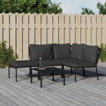 vidaXL 5-delige Loungeset met kussens staal grijs