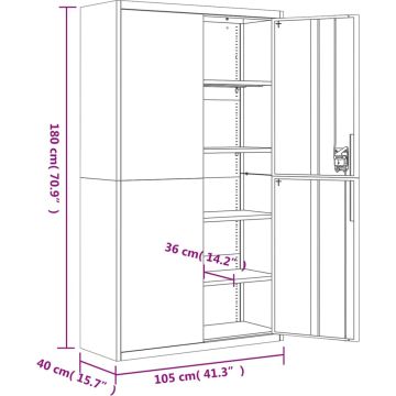 vidaXL-Archiefkast-105x40x180-cm-staal-zwart