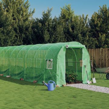 vidaXL Tuinkas met stalen frame 28 m² 14x2x2 m groen