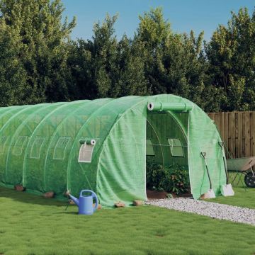 vidaXL Tuinkas met stalen frame 42 m² 14x3x2 m groen