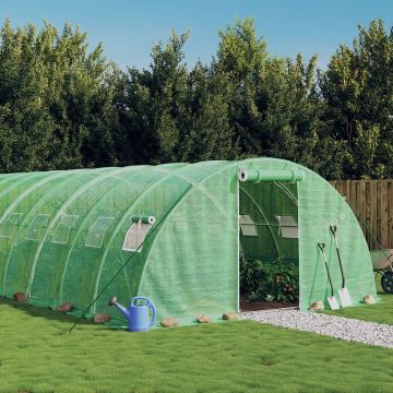 vidaXL Tuinkas met stalen frame 64 m² 16x4x2 m groen