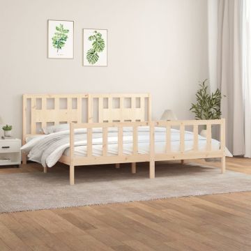 vidaXL Bedframe met hoofdbord massief grenenhout 200x200 cm