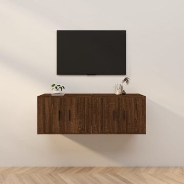 vidaXL Tv-wandmeubels 2 st 57x34,5x40 cm bruineikenkleurig