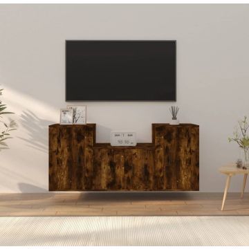 vidaXL 3-delige Tv-meubelset bewerkt hout gerookt eikenkleurig