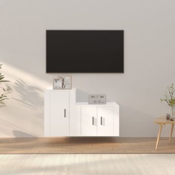 vidaXL 2-delige Tv-meubelset bewerkt hout wit