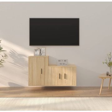 vidaXL 2-delige Tv-meubelset bewerkt hout sonoma eikenkleurig