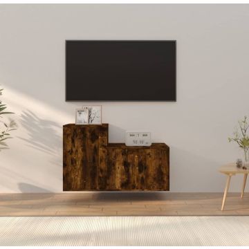 vidaXL 2-delige Tv-meubelset bewerkt hout gerookt eikenkleurig