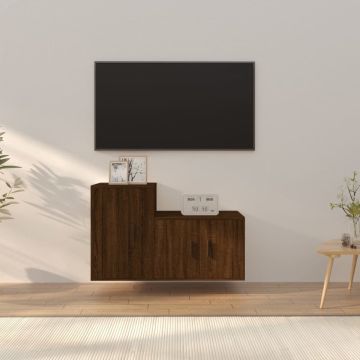 vidaXL 2-delige Tv-meubelset bewerkt hout bruineikenkleurig