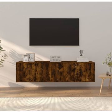 vidaXL 3-delige Tv-meubelset bewerkt hout gerookt eikenkleurig