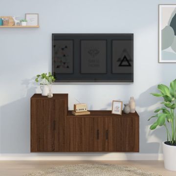 vidaXL 2-delige Tv-meubelset bewerkt hout bruineikenkleurig