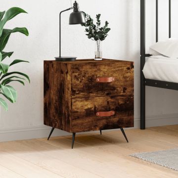 vidaXL Nachtkastje 40x35x47,5 cm bewerkt hout gerookt eikenkleurig