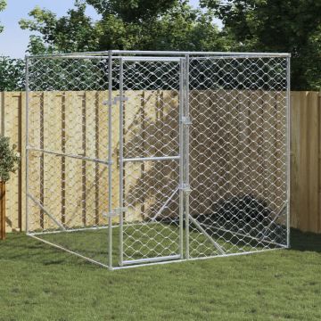 vidaXL Hondenkennel voor buiten 2x2x2 m gegalvaniseerd staal zilver