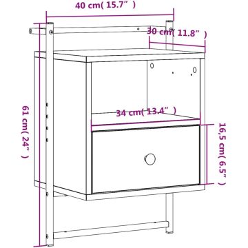 vidaXL-Nachtkastje-wandgemonteerd-40x30x61-cm-hout-grijs-sonoma-eiken