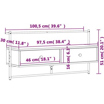 vidaXL-Tv-meubel-wandgemonteerd-100,5x30x51-cm-hout-bruin-eikenkleur