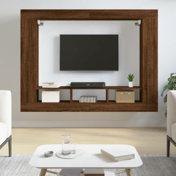 vidaXL Tv-meubel 152x22x113 cm bewerkt hout bruineikenkleurig