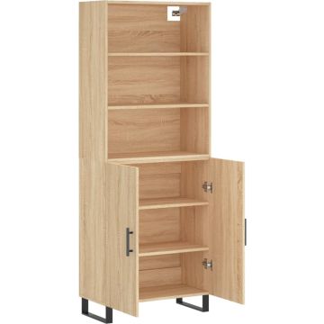 vidaXL Hoge kast 69,5x34x180 cm bewerkt hout sonoma eikenkleurig