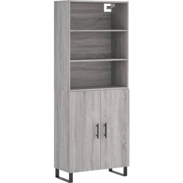 vidaXL Hoge kast 69,5x34x180 cm bewerkt hout grijs sonoma eikenkleurig