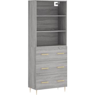 vidaXL Hoge kast 69,5x34x180 cm bewerkt hout grijs sonoma eikenkleurig