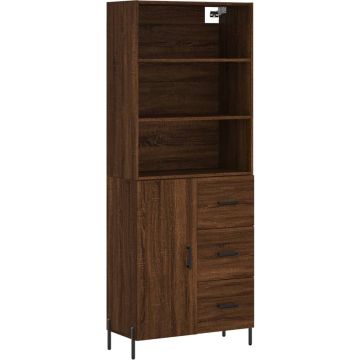 vidaXL Hoge kast 69,5x34x180 cm bewerkt hout bruineikenkleurig