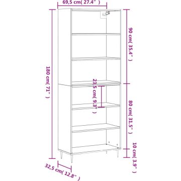 vidaXL-Hoge-kast-69,5x32,5x180-cm-bewerkt-hout-grijs-sonoma-eikenkleur