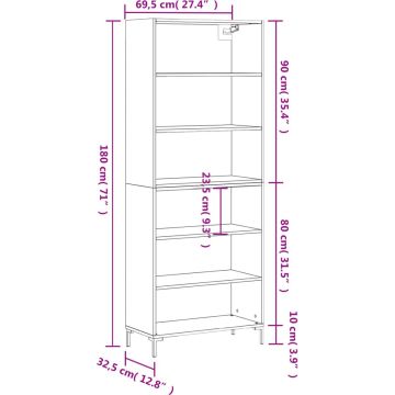 vidaXL-Hoge-kast-69,5x32,5x180-cm-bewerkt-hout-betongrijs