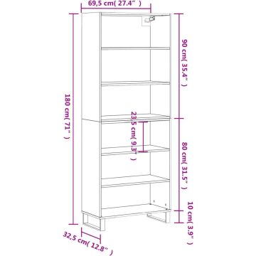 vidaXL-Hoge-kast-69,5x32,5x180-cm-bewerkt-hout-wit