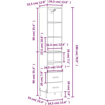 vidaXL-Hoge-kast-34,5x34x180-cm-bewerkt-hout-gerookt-eikenkleurig