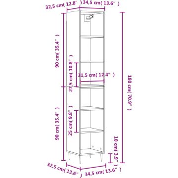 vidaXL-Hoge-kast-34,5x32,5x180-cm-bewerkt-hout-gerookt-eiken