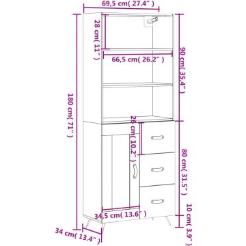 vidaXL-Hoge-kast-69,5x34x180-cm-bewerkt-hout-sonoma-eikenkleurig