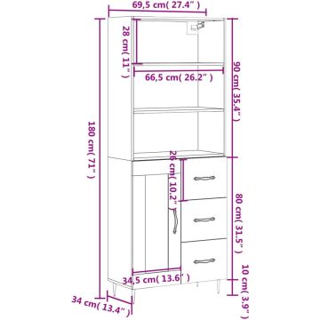 vidaXL-Hoge-kast-69,5x34x180-cm-bewerkt-hout-grijs-sonoma-eikenkleurig