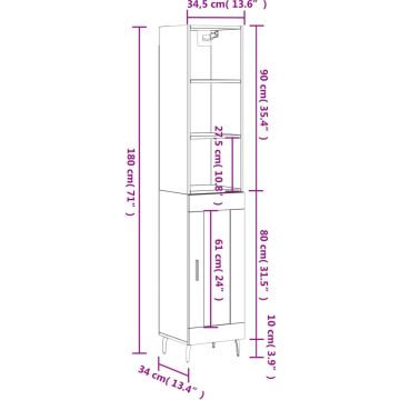 vidaXL-Hoge-kast-34,5x34x180-cm-bewerkt-hout-gerookt-eikenkleurig