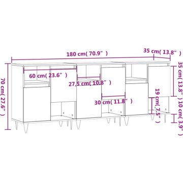 vidaXL-Dressoirs-3-st-bewerkt-hout-wit