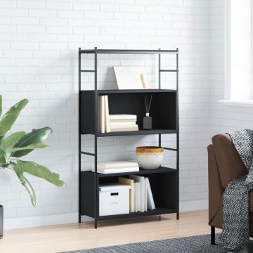 vidaXL Boekenrek 80x30x145,5 cm bewerkt hout en ijzer zwart