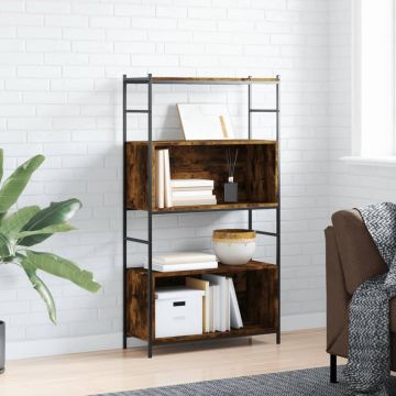 vidaXL Boekenrek 80x30x145,5 cm bewerkt hout en ijzer gerookt eiken