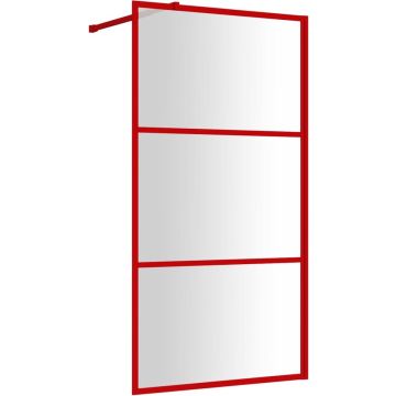 vidaXL-Inloopdouchewand-transparant-100x195-cm-ESG-glas-rood