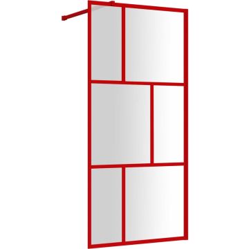 vidaXL-Inloopdouchewand-transparant-80x195-cm-ESG-glas-rood