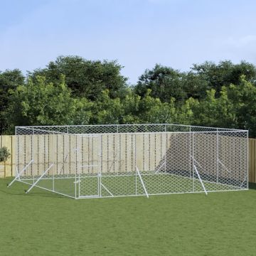 vidaXL-Hondenkennel-voor-buiten-6x6x2-m-gegalvaniseerd-staal-zilver