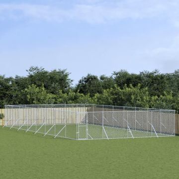 vidaXL-Hondenkennel-voor-buiten-8x16x2-m-gegalvaniseerd-staal-zilver