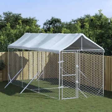 vidaXL Hondenkennel met dak 2x6x2,5 m gegalvaniseerd staal zilver