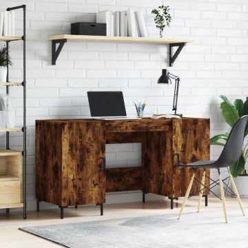 vidaXL Bureau 140x50x75 cm bewerkt hout gerookt eikenkleurig