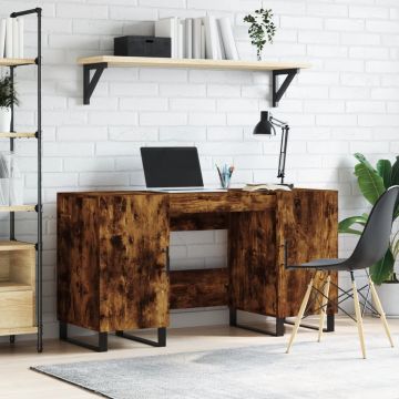 vidaXL Bureau 140x50x75 cm bewerkt hout gerookt eikenkleurig