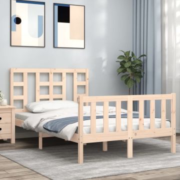 vidaXL Bedframe met hoofdbord massief hout 120x200 cm