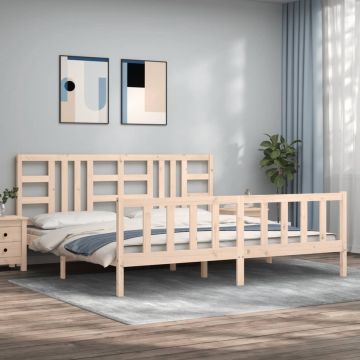 vidaXL Bedframe met hoofdbord massief hout 200x200 cm