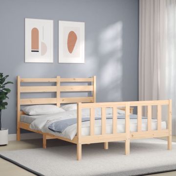 vidaXL Bedframe met hoofdbord massief hout 120x200 cm