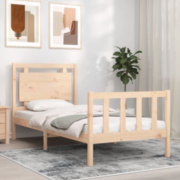 vidaXL Bedframe met hoofdbord massief hout 2FT6 Small Single