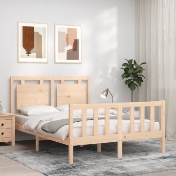 vidaXL Bedframe met hoofdbord massief hout 140x200 cm