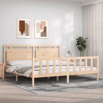 vidaXL Bedframe met hoofdbord massief hout 200x200 cm