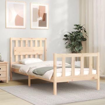 vidaXL Bedframe met hoofdbord massief hout 90x200 cm